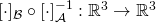 [\cdot]_{\mathcal{B}} \circ [\cdot]_{\mathcal{A}}^{-1} : \mathbb{R}^3 \rightarrow \mathbb{R}^3